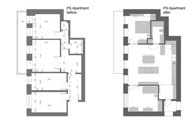 Nuo seno treshki 67 m² modernios dviejų kambarių butas