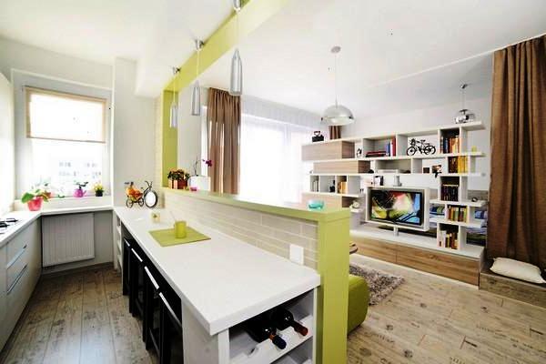 Su virtuve-studija televizorių galima žiūrėti iš bet kurios buto vietos