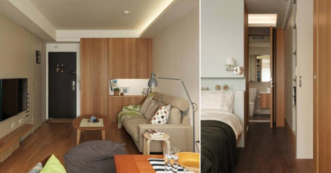 Sukurk mažus butus, kuris pasirodė iš studijos į dviejų miegamųjų.