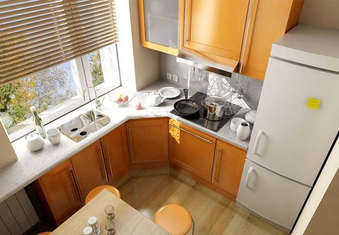 Kampinis virtuvės komplektas mažai virtuvei - „pasidaryk pats“ dizainas