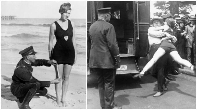 Moterų "nepadoriais" maudymosi kostiumai turi būti suimtas! (TH 1920, JAV). 