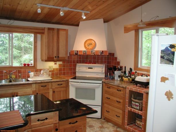 Virtuvė privačiame name (51 nuotrauka): dizainas ir išdėstymas