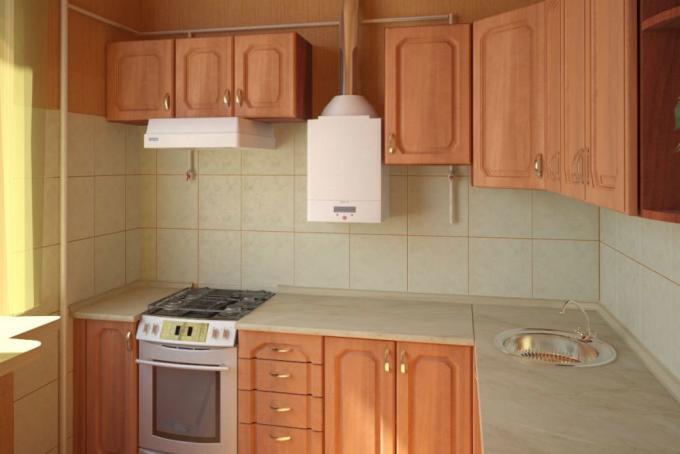 Virtuvė su dujiniu vandens šildytuvu: kaip tai užmaskuoti savo rankomis, instrukcijos, nuotraukų ir vaizdo įrašų pamokos