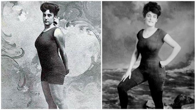 Negirdėtas Audacity Annette Kellerman: "superotkrovenny" maudymosi kostiumėlį (1907).