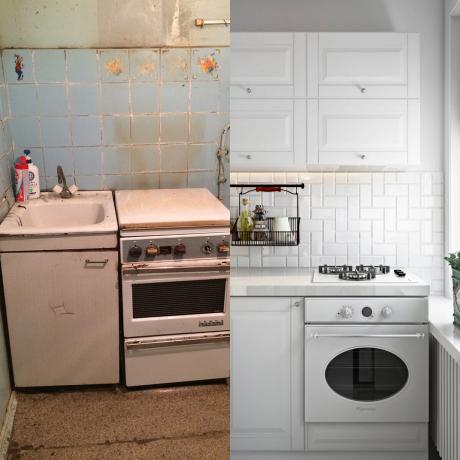 Virtuvė prieš ir po remonto