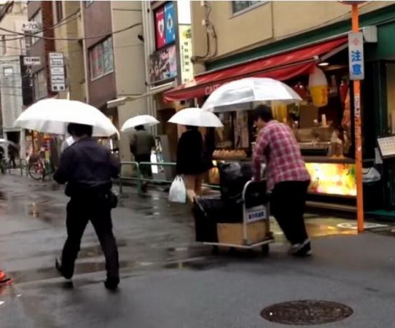 Skaidrūs skėčiai yra labai populiarūs Japonijoje.