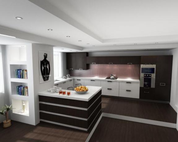 Šiuolaikinių stilių naudojimas yra plačiai paplitęs virtuvės ir svetainės interjero dizaine.