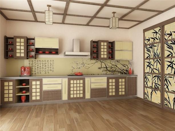 Japoniško stiliaus virtuvės dizainas